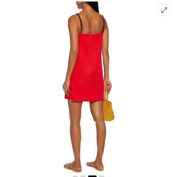 SOLID&STRIPED The Roma Chain Trimmed cotton and linen-blend mini dress - Picture 3 of 4